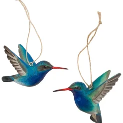 Dekoracja drewniana wisząca kolibry niebieskie