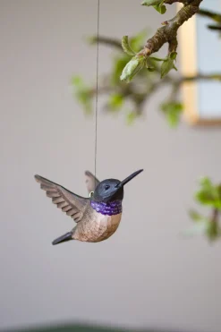 Dekoracja drewniana wisząca kolibry fioletowe