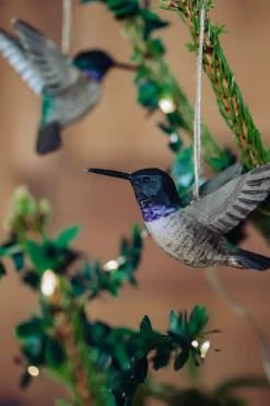 Dekoracja drewniana wisząca kolibry fioletowe