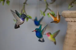 Dekoracja drewniana wisząca kolibry fioletowe