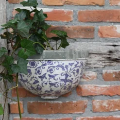 Donica ceramiczna podwieszana niebiesko-biała