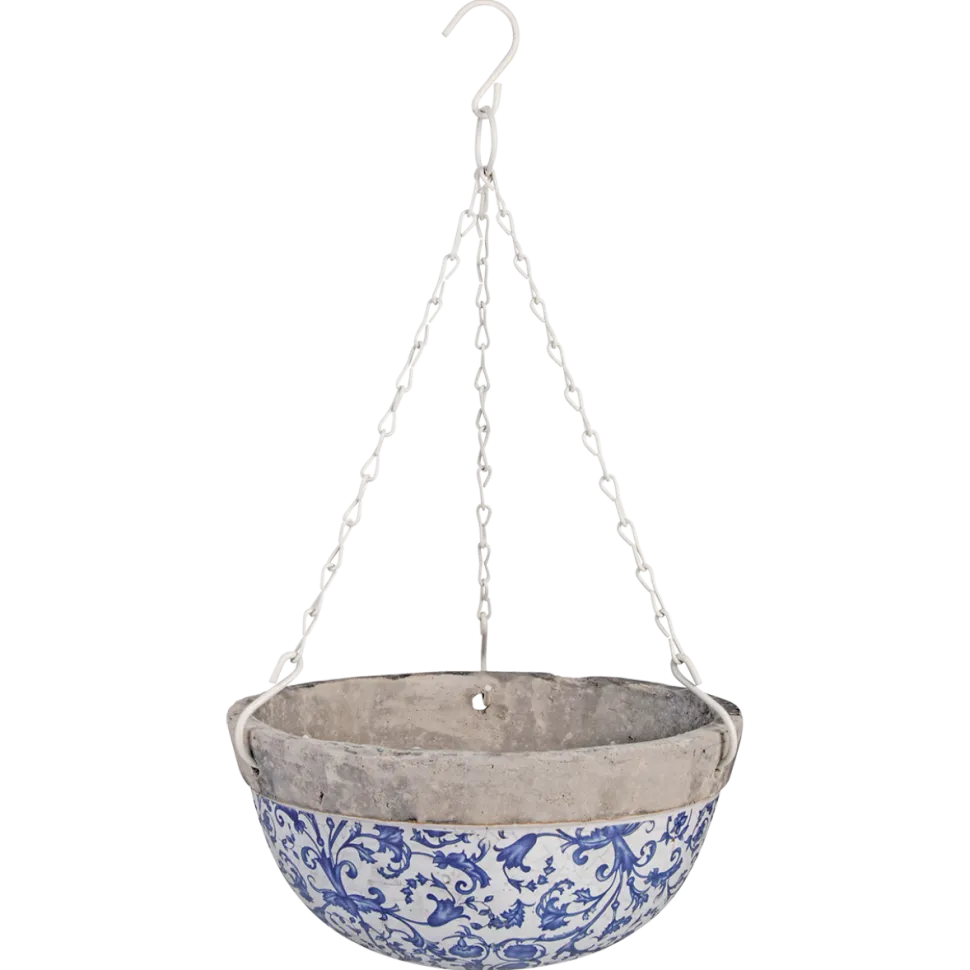 Donica wisząca ceramiczna niebiesko-biała