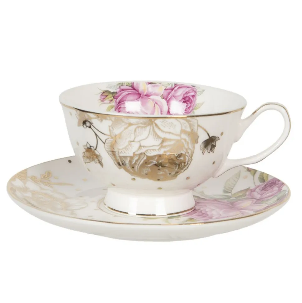 Filiżanka do herbaty złota róża porcelana