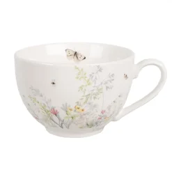 Filiżanka porcelanowa kremowa kwiaty 250 ml komplet 4 szt.