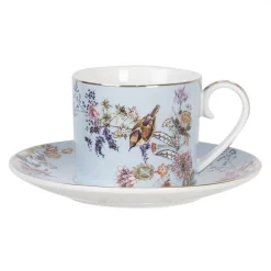 Filiżanka porcelanowa ptaki na niebieskim tle komplet 6 szt.
