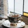 Filiżanka porcelowa kwiaty na czarno-złotym tle 200 ml komplet 2 szt.