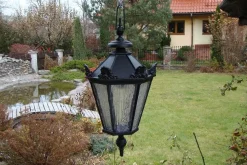 Lampa zewnętrzna sufitowa wisząca żeliwna lampion mały