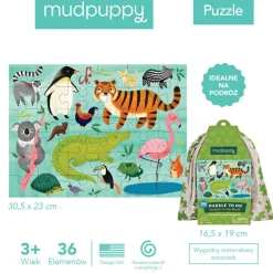 Mudpuppy. Puzzle podróżne w woreczku - Zwierzęta
