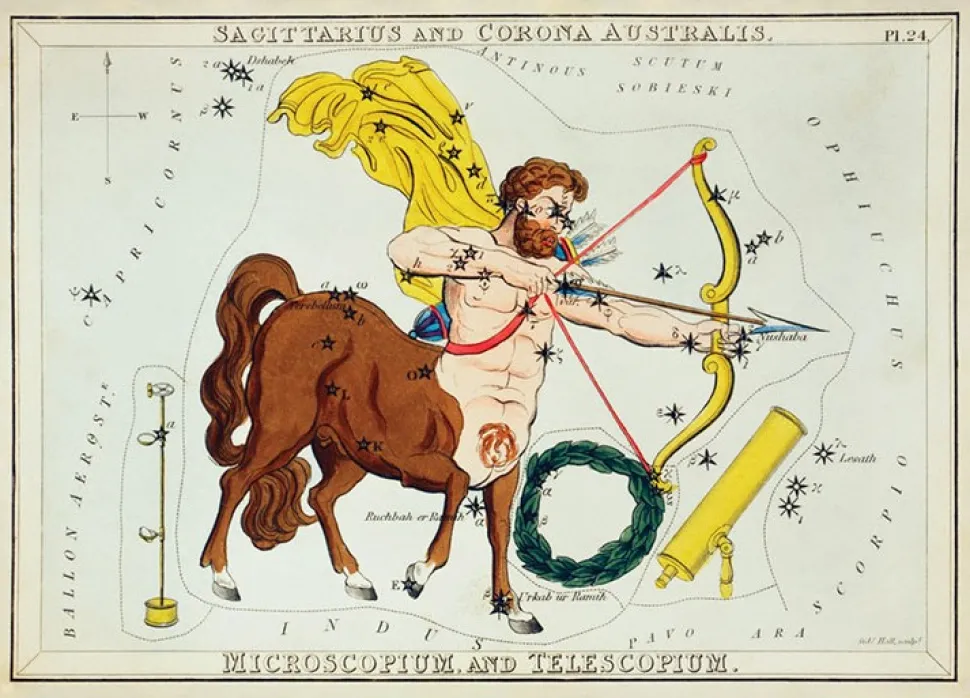 Plakat znaki zodiaku retro - Strzelec