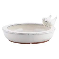 Poidełko basen dla ptaków - ceramiczne kremowe