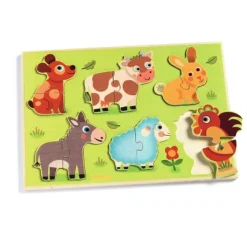 Puzzle Djeco drewniane dwuelementowe Coucou-cow 18 miesięcy
