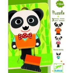 Puzzle 3 warstwowe układanka drewniana RODZINA PANDY DJECO