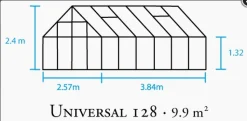 Szklarnia ogrodowa Universal 128 srebrna (9,9 m2; 3,84 x 2,57 x 2,4 m)
