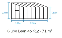 Szklarnia przyścienna ogrodowa QUBE 612 (7 m2; 1,88 x 3,74 m)