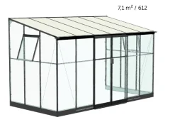 Szklarnia przyścienna ogrodowa QUBE 612 (7 m2; 1,88 x 3,74 m)