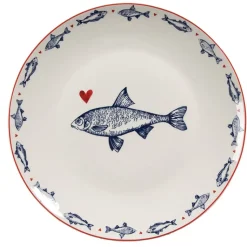 Talerz porcelanowy śniadaniowy rybki komplet 8 szt.