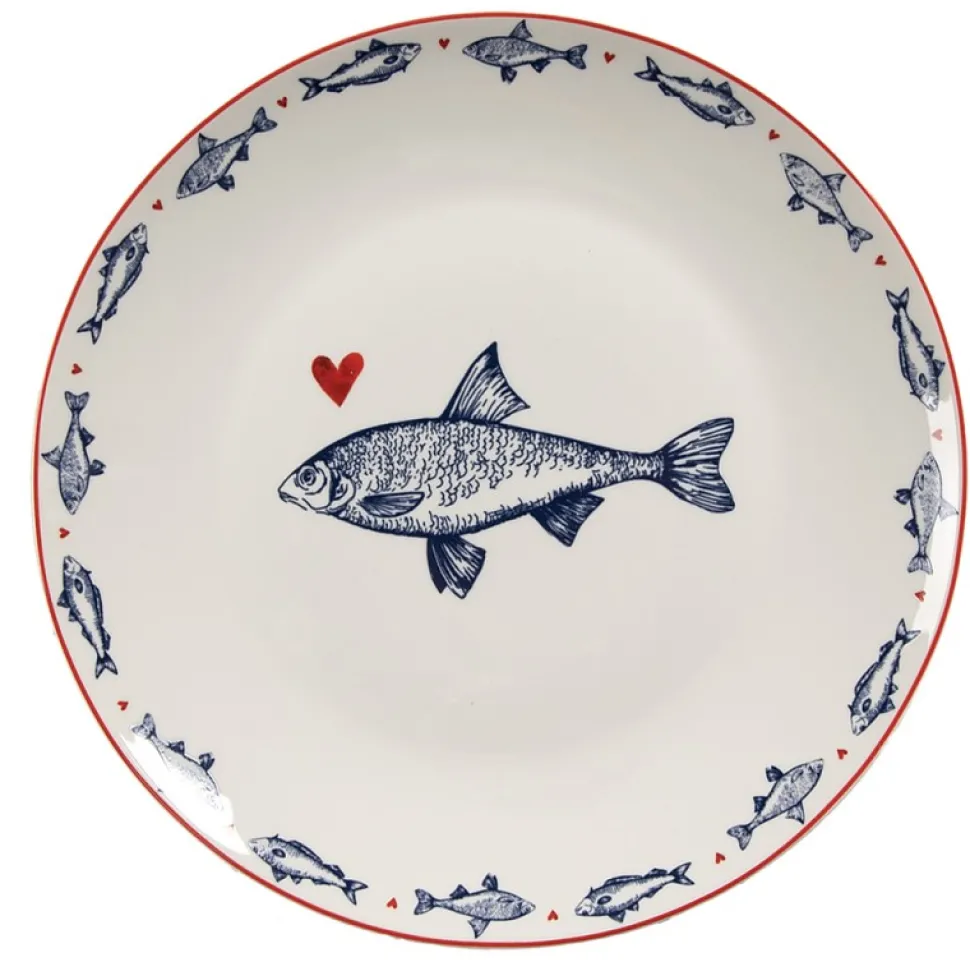 Talerz porcelanowy śniadaniowy rybki komplet 8 szt.