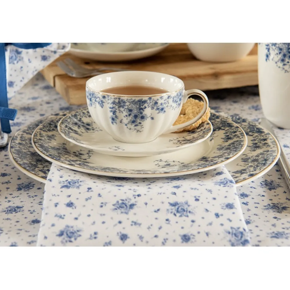 Talerz porcelanowy niebieskie kwiaty zestaw 4 szt.