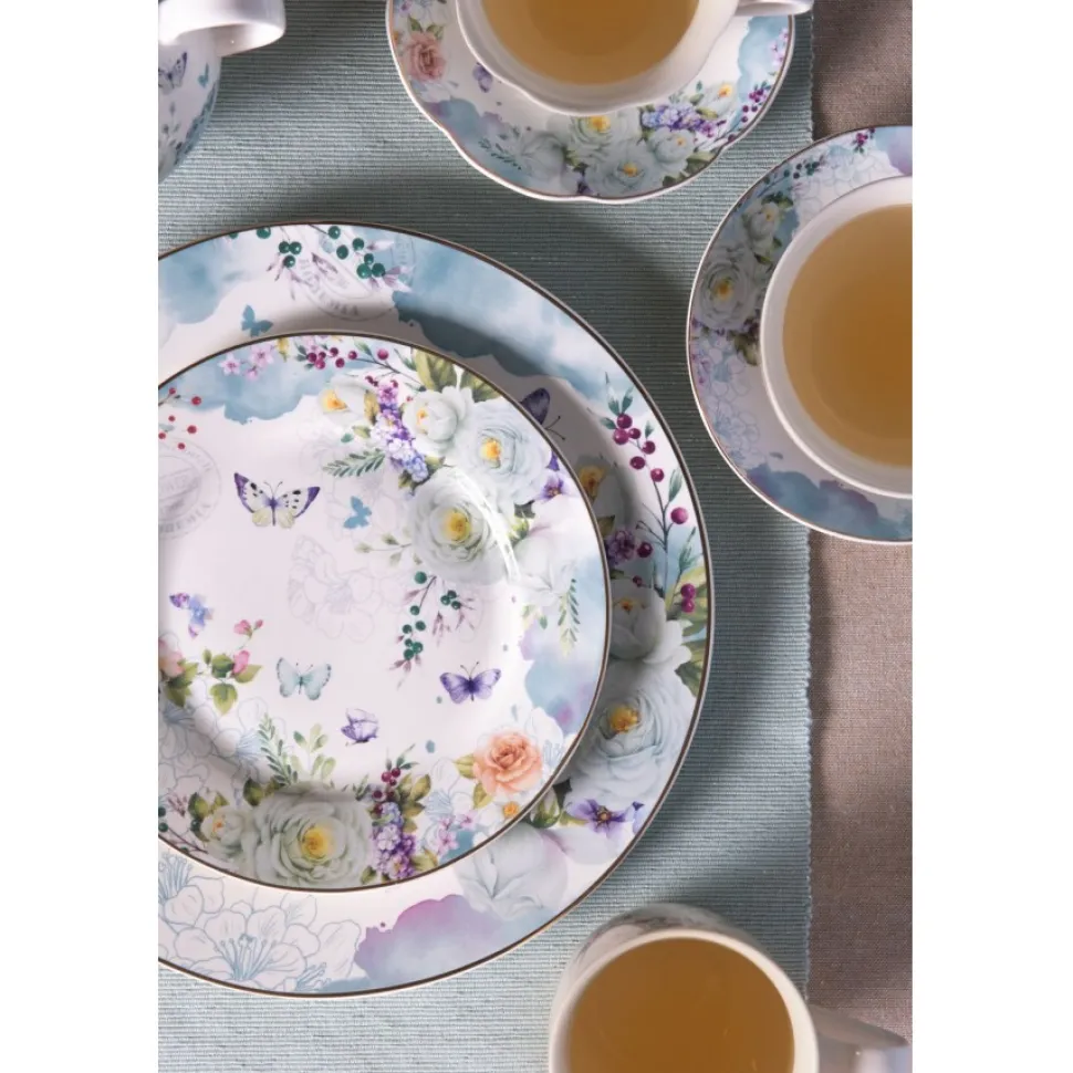 Talerz porcelanowy obiadowy Kwiaty komplet 4 szt.