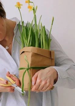 Torba papierowa dekoracyjna naturalna osłonka na doniczkę 25 cm