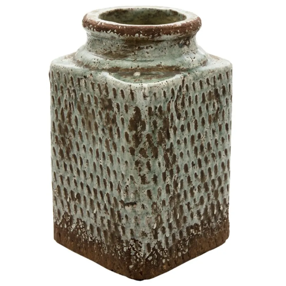 Wazon ceramiczny zielony postarzany