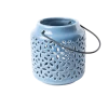 Świeczniki lampiony niebieskie ceramiczne tealight
